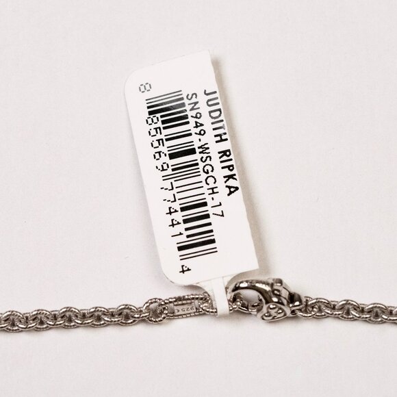 Judith Ripka Sterling Silver with Dyed Sapphire Pendant Necklace    (JR 7) - Picture 9 of 9